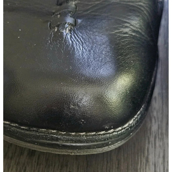 Clarks Unstructured Unsparrow Black Leather Shoes 6.5 Side Zip Comfort Clog - Picture 3 of 12